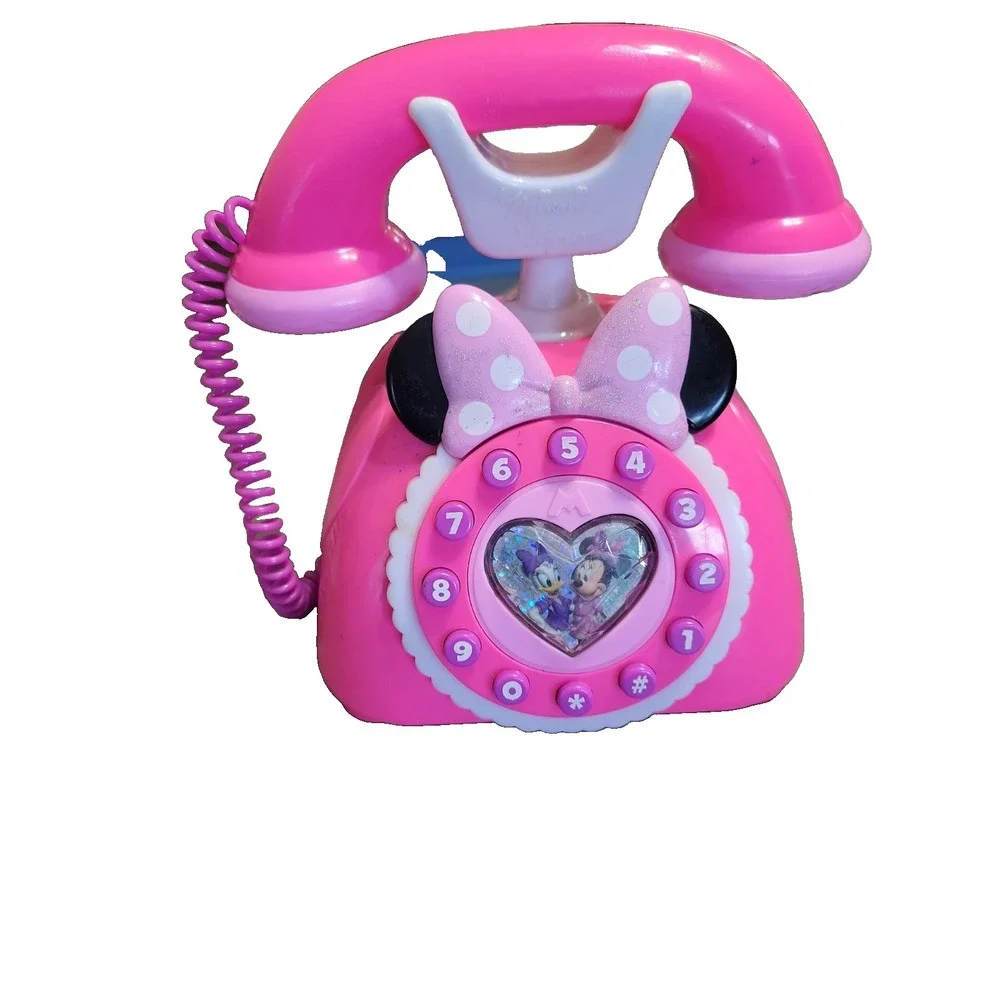 Disney Minnie Mouse Pink Telephone Phone  Battery Operated Toy Works